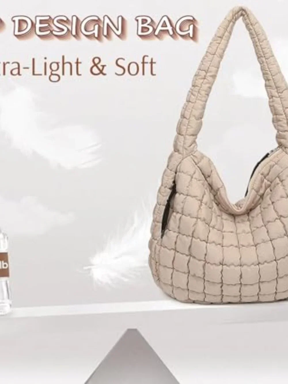 Quilted Puffer Hobo Bag, Large Nylon Crossbody Shoulder Tote, Lightweight Puffy